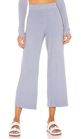 Enza Costa Viscose Rib Cropped Pant in Blue. Size M, S, XS. | Revolve Clothing (Global)