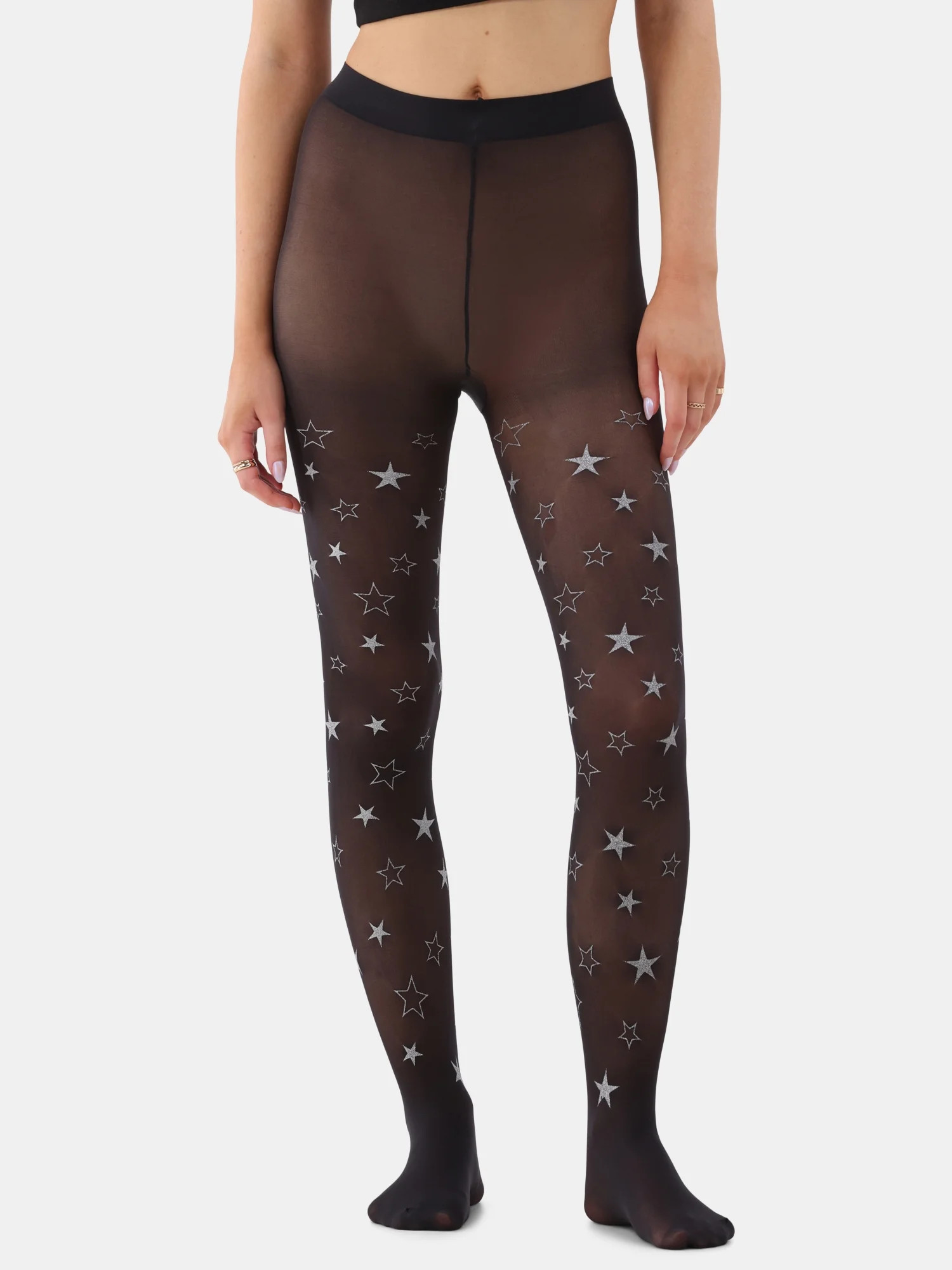 No Boundaries Star Pattern Sheer Tights for Women, Sizes S-3XL | Walmart (US)