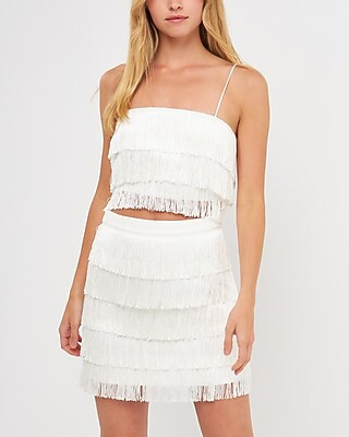 Endless Rose Fringe Cropped Tank | Express