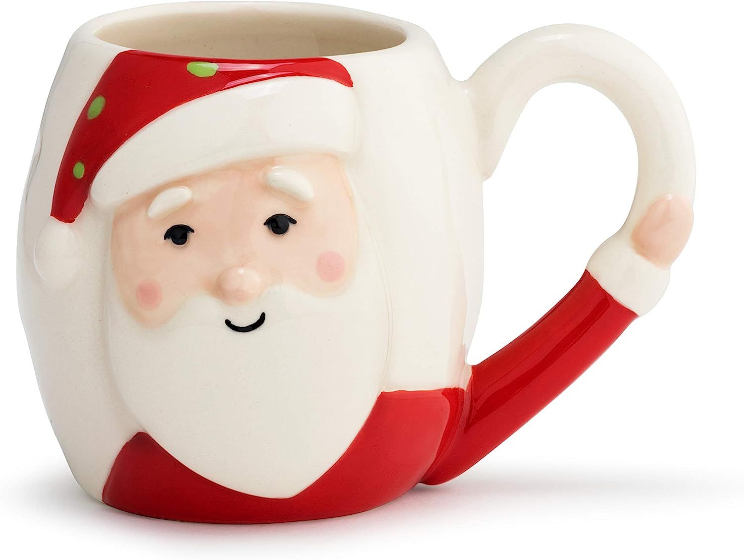 Santa Polka Dot Hat Rosy Red 12 ounce Glossy Ceramic Stoneware Coffee Mug | Amazon (US)