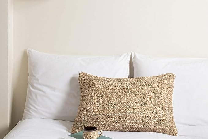 Square Natural Jute Hand-Woven Cushion Covers for Couch, Sofa Boho Home Décor Bohemian Cushion C... | Amazon (US)
