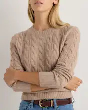 Mongolian Cashmere Shrunken Cable Crewneck Sweater | Quince