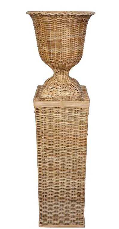 Square Wicker Urn and Pedestal | The Enchanted Home