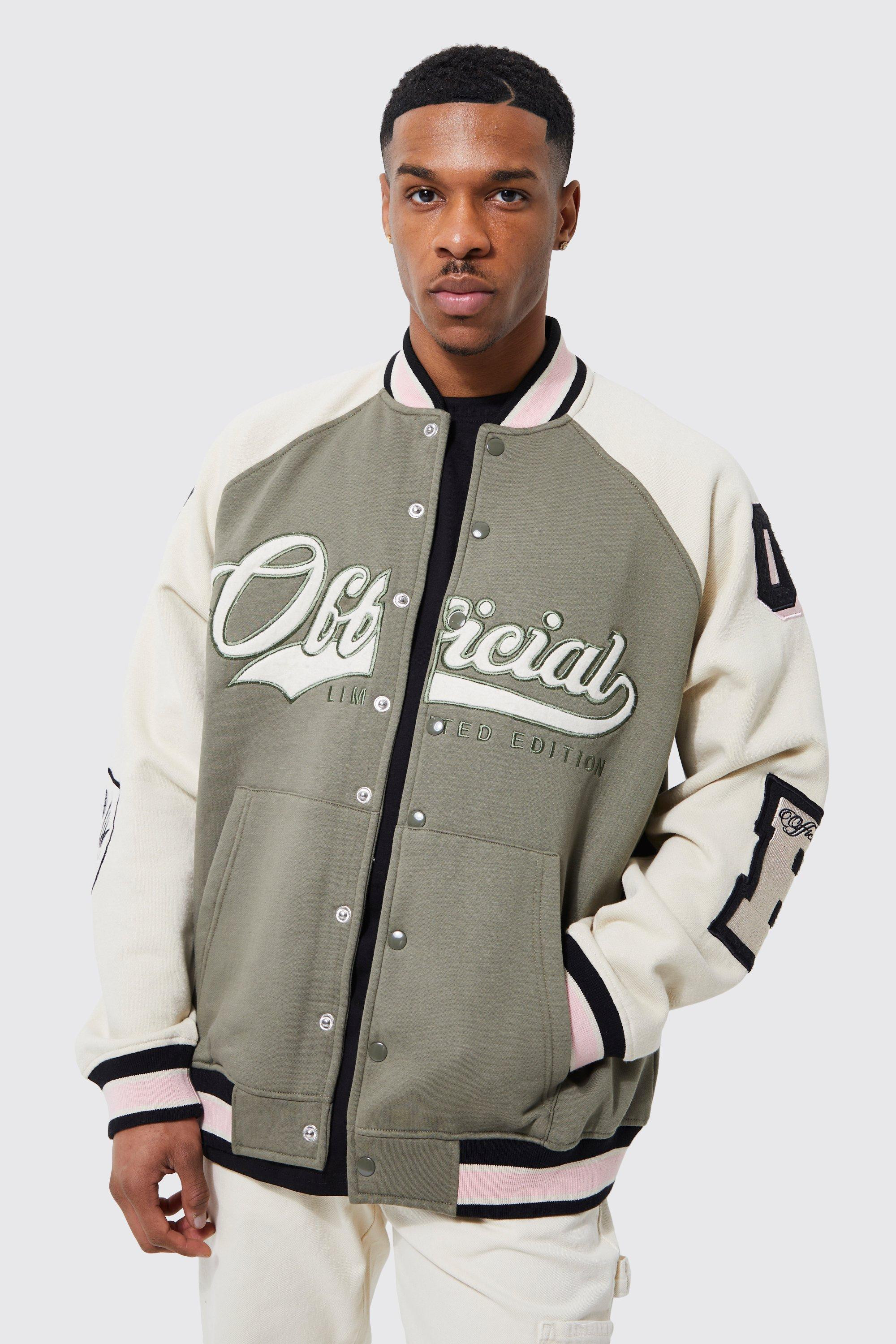 Oversized Applique Jersey Bomber Jacket | boohooMAN (DE, IE & UK)