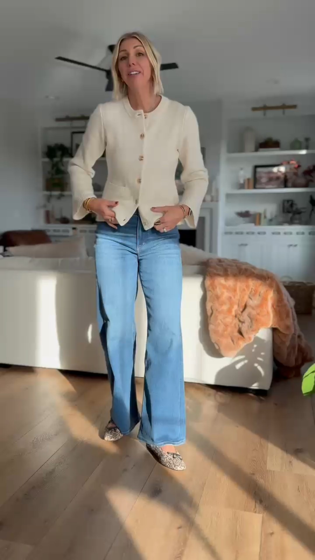 My go to fall uniform! Pairing wide leg jeans with a structured cardigan and statement flats!

#LTKWorkwear #LTKStyleTip #LTKOver40