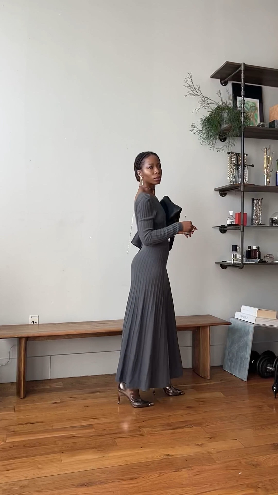 A knit open-back maxi dress perfect for date night 🩶

Shop silver necklace at lapolounge.com 

#LTKWatchNow #LTKStyleTip #LTKSpringSale