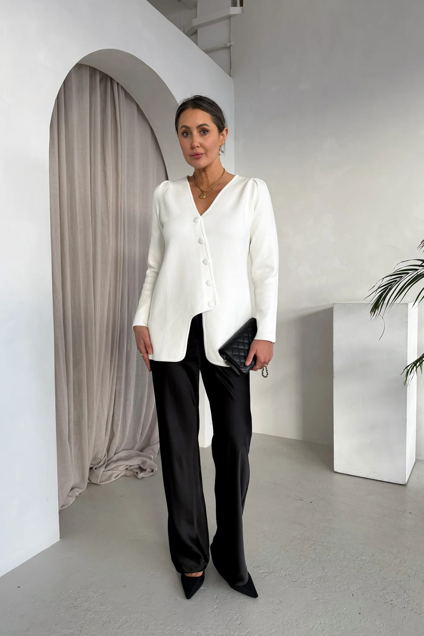 The Clara | Wave Cardigan Long Cream | Sinead Keary