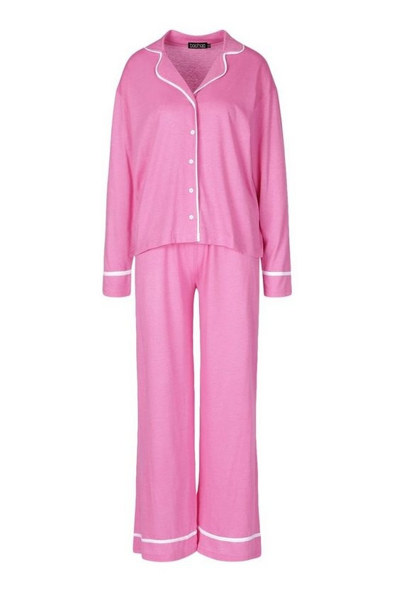 Jersey Button Through Pj Pants Set | Boohoo.com (US & CA)