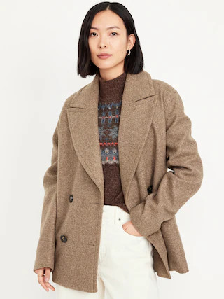 Oversized Double-Breasted Pea Coat | Old Navy (CA)
