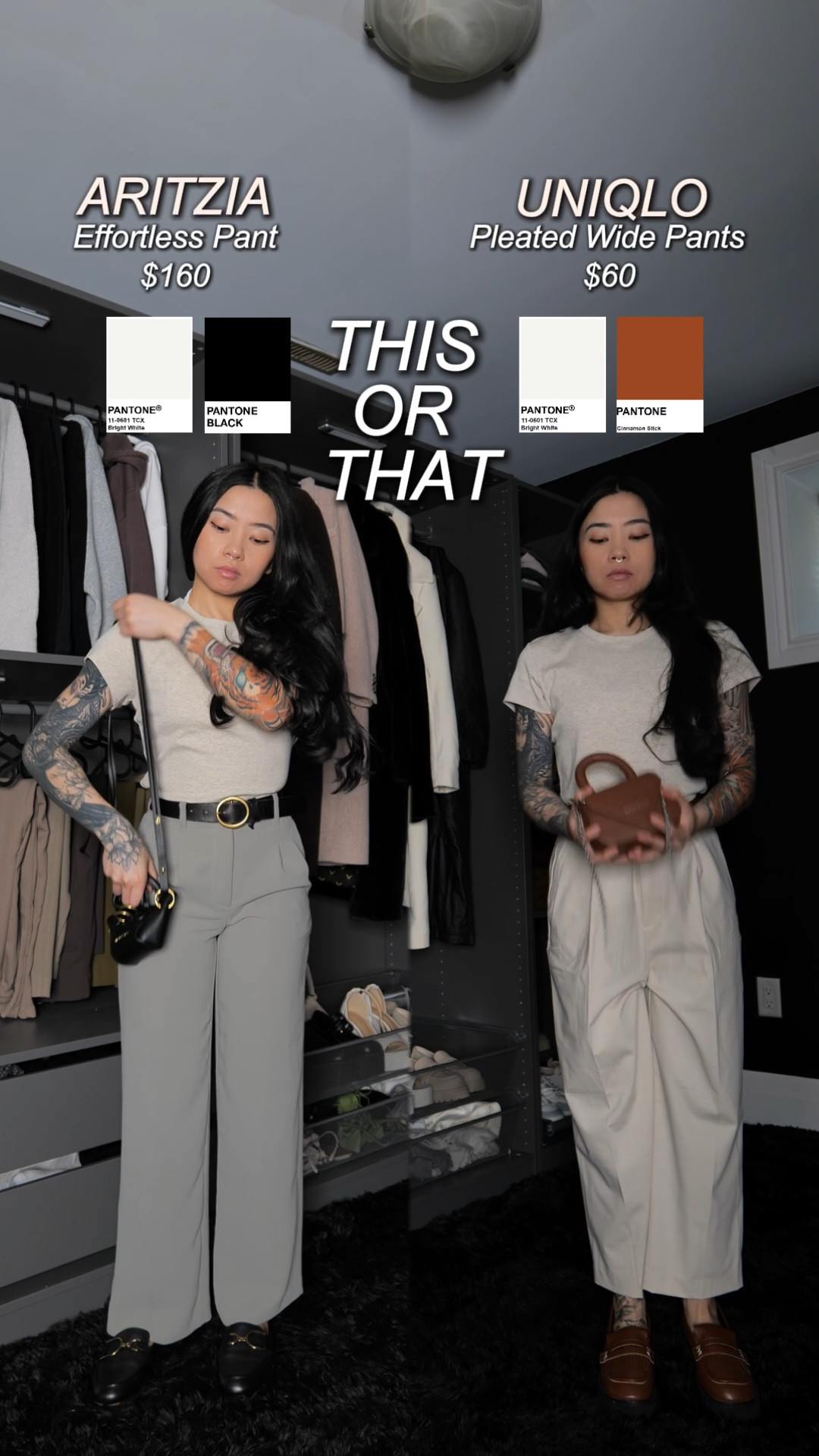 Left:
Pants: Aritzia
Shirt: Uniqlo 
Belt: Aritzia
Shoes: Geox
Bag: SHEIN/ROMWE

Right:
Pants: Uniqlo 
Top: Uniqlo
Belt: Aritzia
Shoes: TIJN
Bag: SHEIN/ROMWE


#LTKSaleAlert #LTKFindsUnder100 #LTKStyleTip