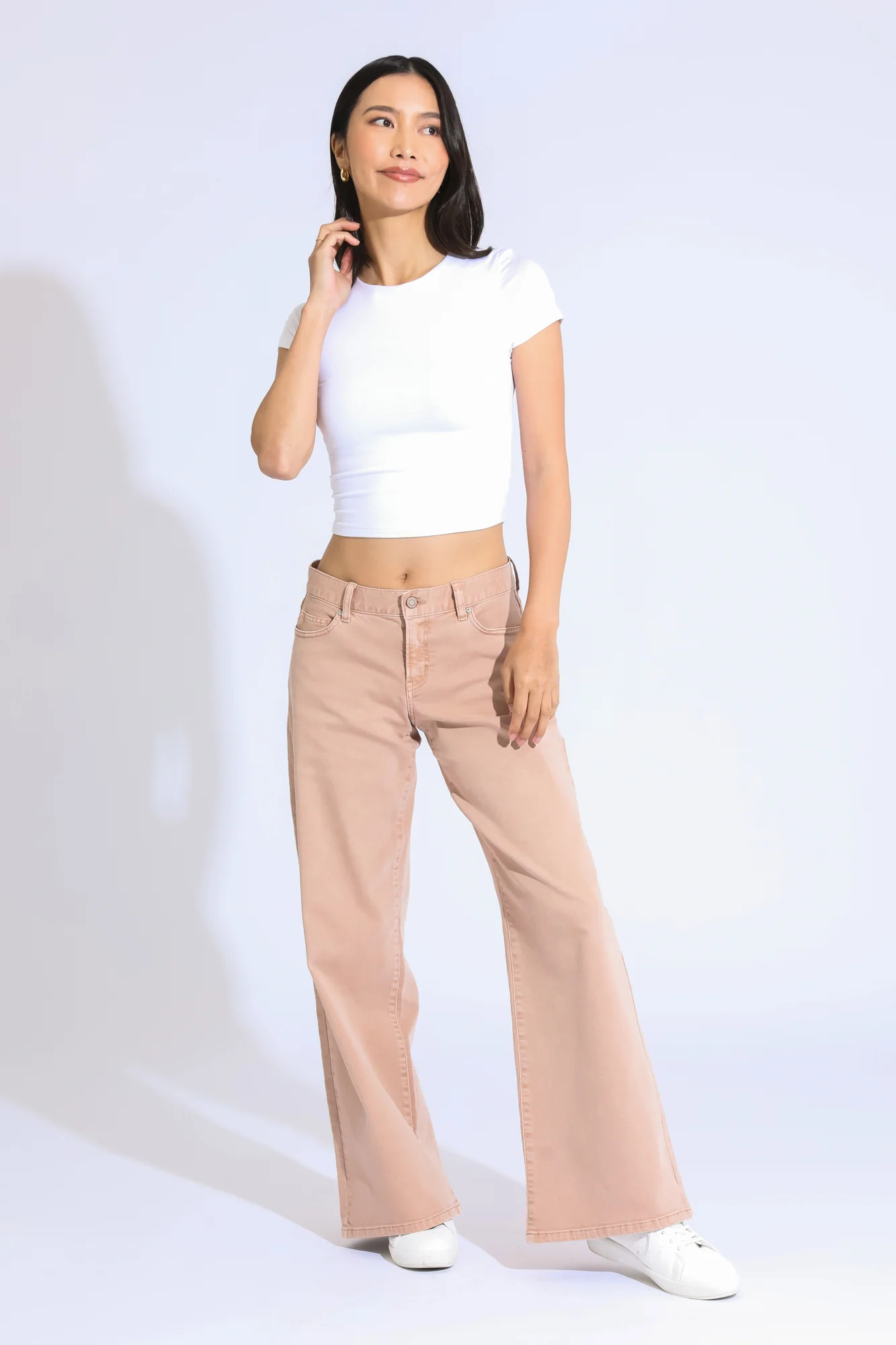 Ashley Classic Low Rise A-Line Baggy Jeans - Sandstone | ReWash