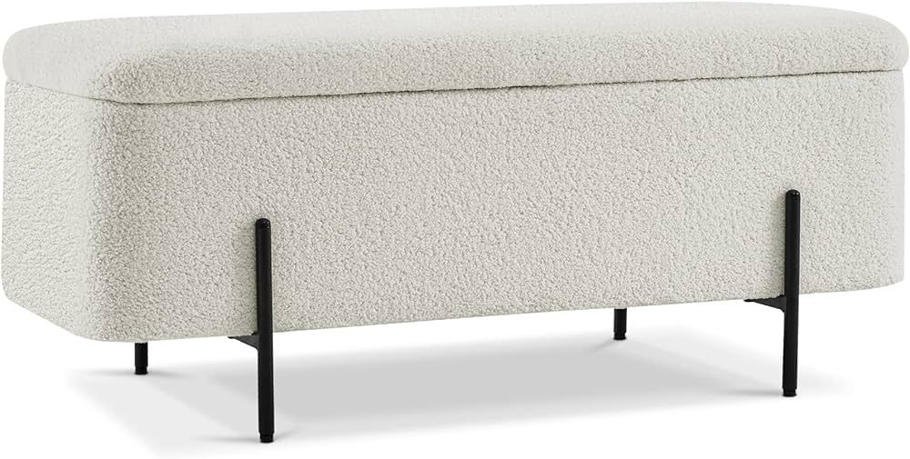 MCombo Storage Ottoman Bench, Teddy Fabric Upholstered Footstool with Storage Space, Bed End Ben... | Amazon (US)