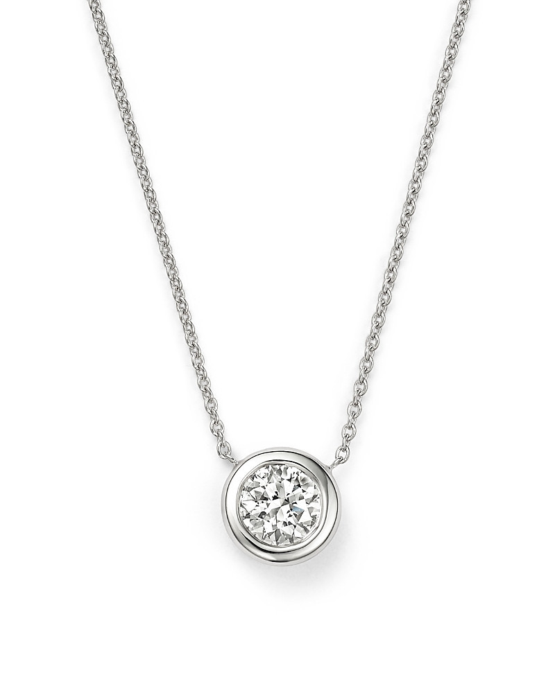 Roberto Coin 18K White Gold Bezel Diamond Solitaire Pendant Necklace, 16 | Bloomingdale's (US)