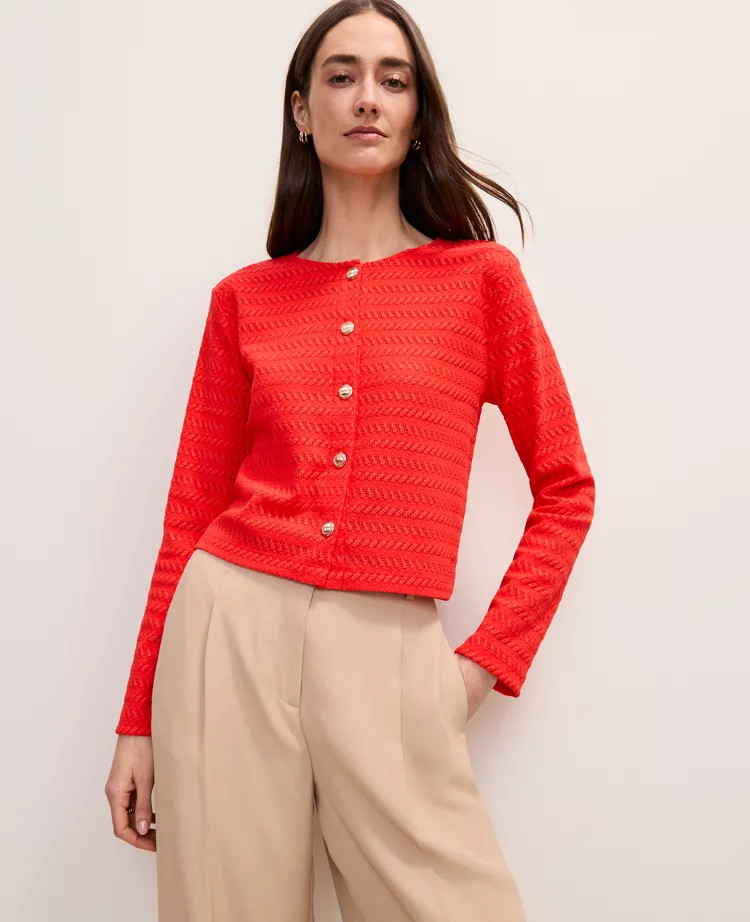 Textured Knit Cardigan | Ann Taylor