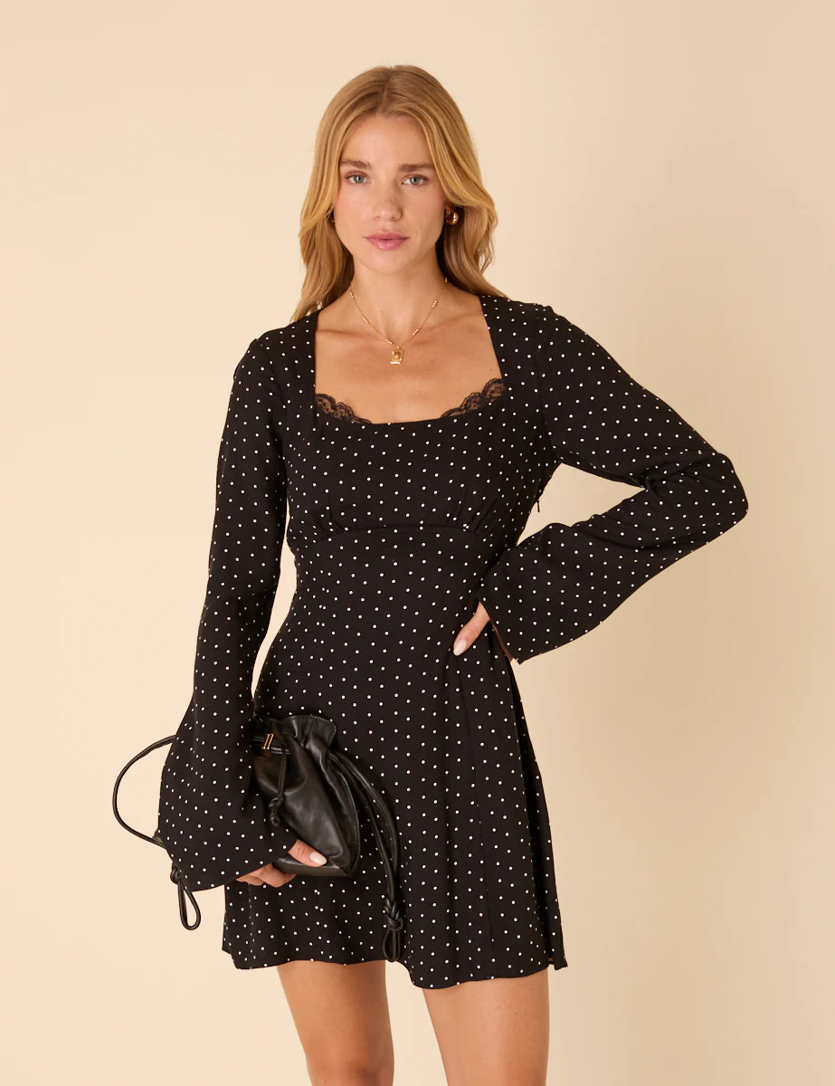 Black Polka Dot Olivia Mini Dress | Nobody's Child