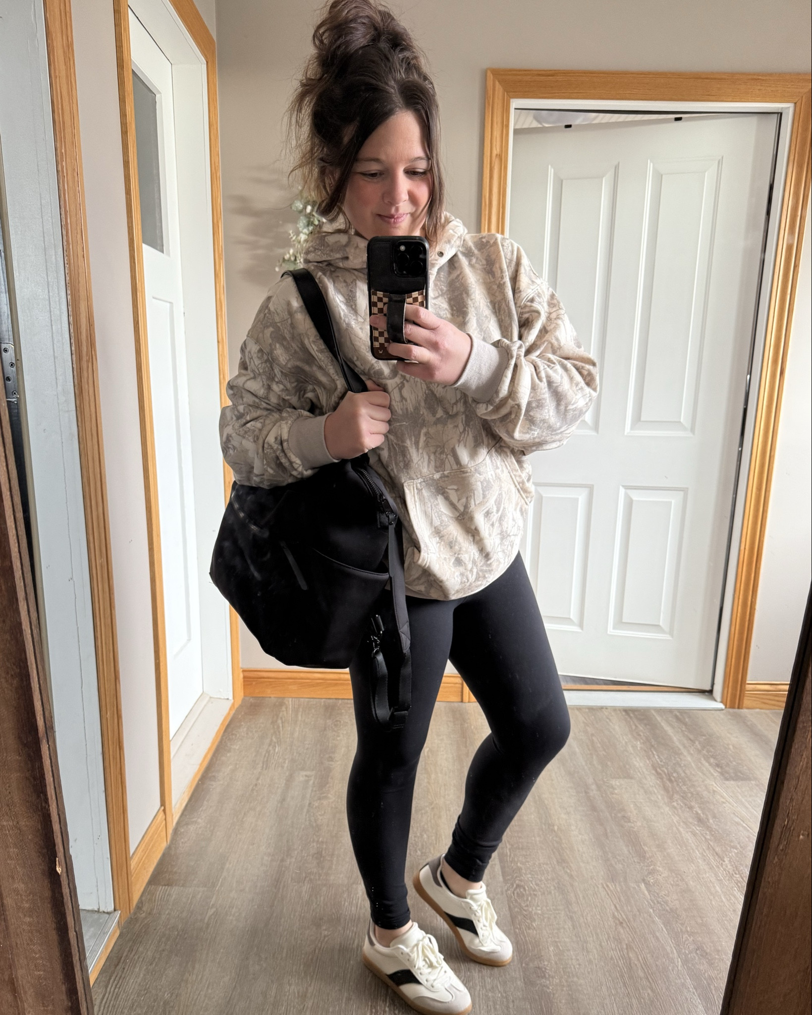 Can’t get enough of CAMO ever! I feel like it’s that print that never goes out of style! Catch me in hoodie, leggings and sneakers all winter! Can’t forget my earring trio to feel put together and my fav diaper bag! #cadenlane #crzyoga #camo #camohoodie #diaperbag 

#LTKBaby #LTKActive #LTKFindsUnder50
