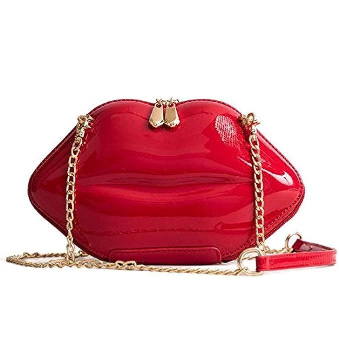 KNUS Women Lip Purses Evening Clutch Leather Lips-shaped Crossbody Bags Vintage Banquet Handbag | Amazon (US)