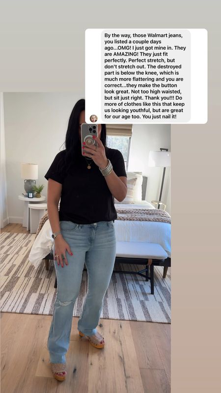 Everyone needs these jeans! They are soft, slightly stretchy (but don’t stretch out), comfortable, and make my butt look good! Fits tts (I’m wearing a size 10), t-shirt size large, shoes no longer available. 

#LTKMidsize #LTKOver40 #LTKFindsUnder50