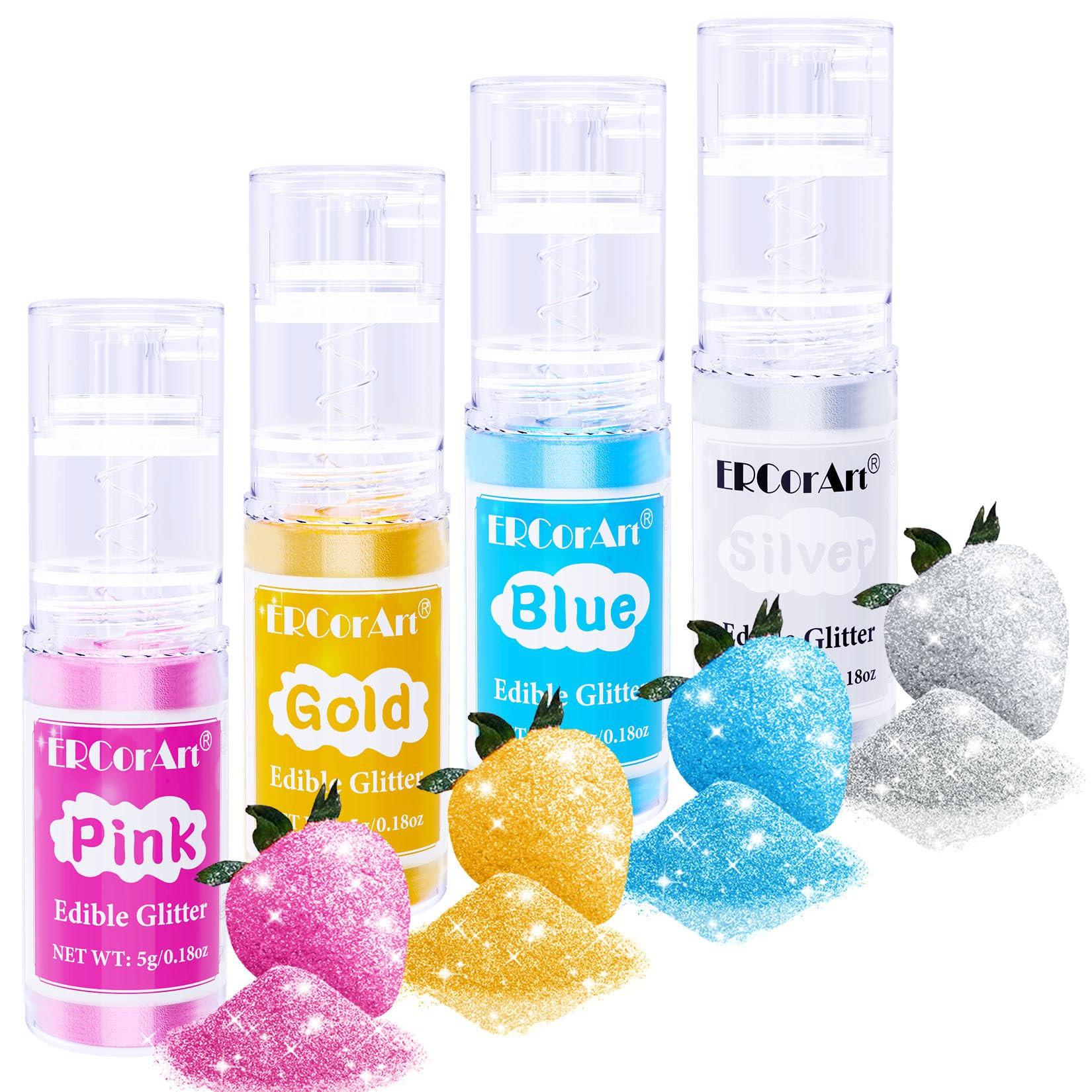 Edible Glitter Spray - 4 Color Edible Glitter for Drinks, Food Grade Edible Luster Dust, Cake Dec... | Amazon (US)