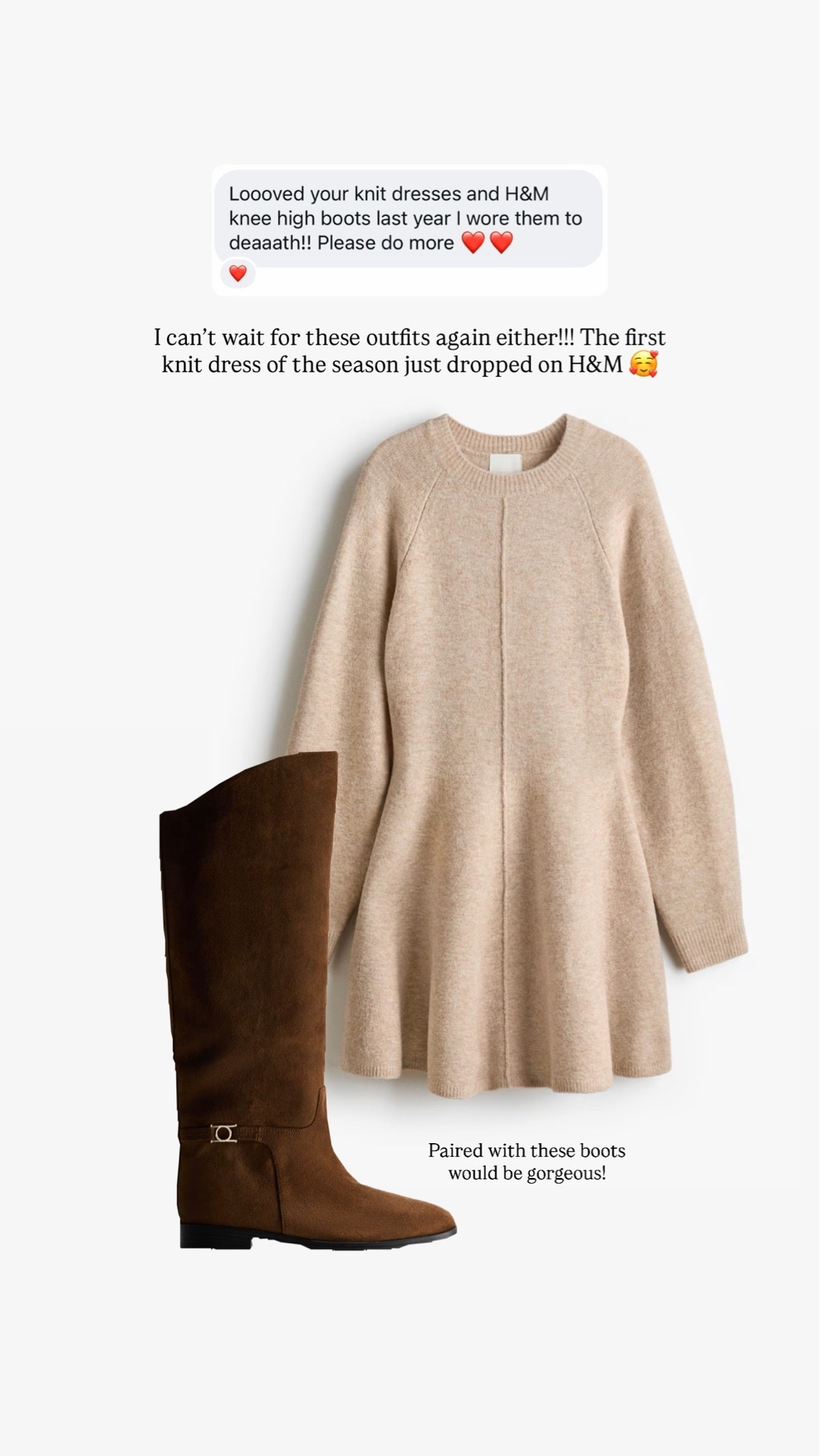 Knit dress drop on H&M! Imagine paired with these boots 😍😍

#LTKautumn #LTKeurope #LTKstyletip