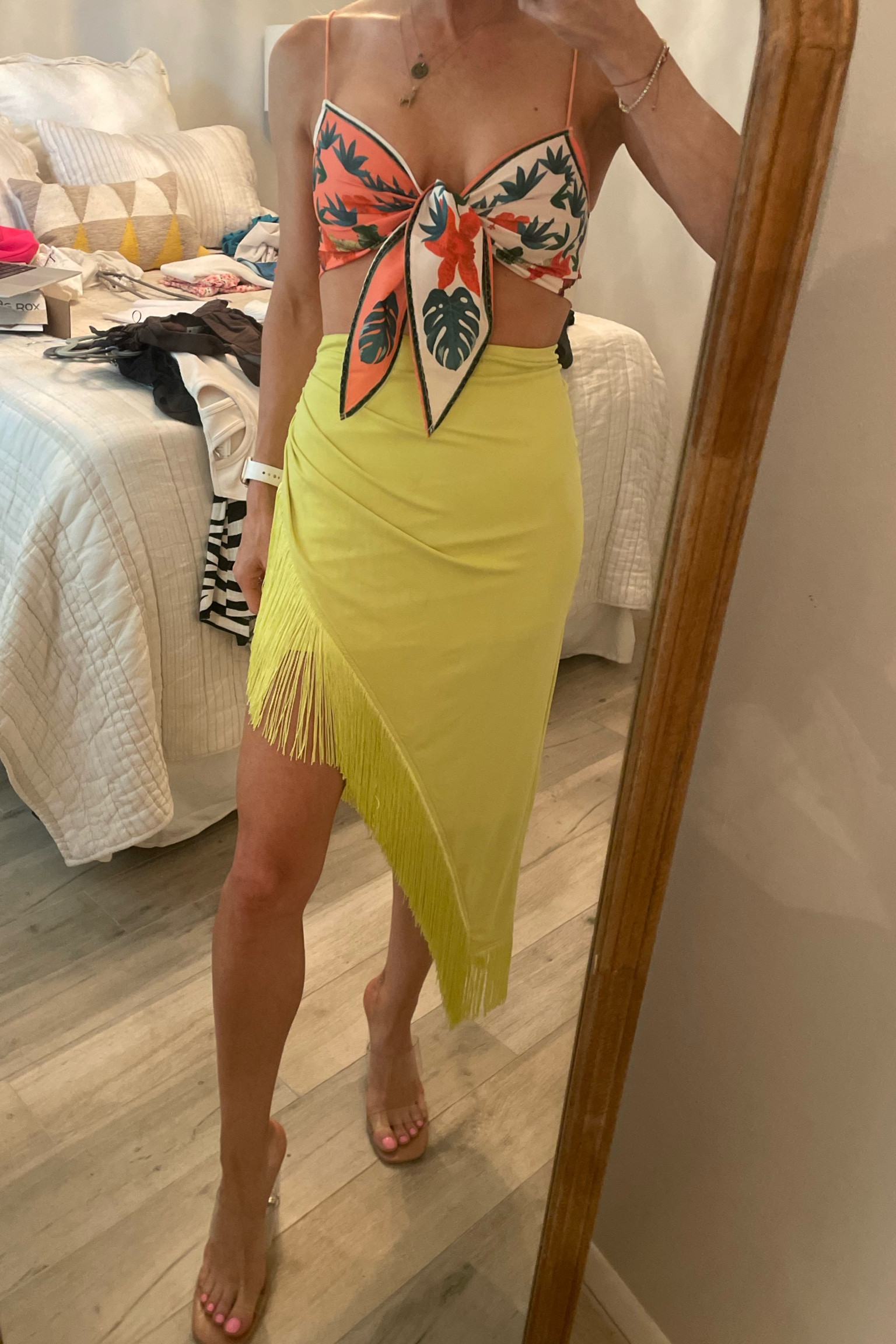 Yellow skirt • high low skirt • slit skirt • fringe • crop top • shein 

#LTKtravel #LTKunder100