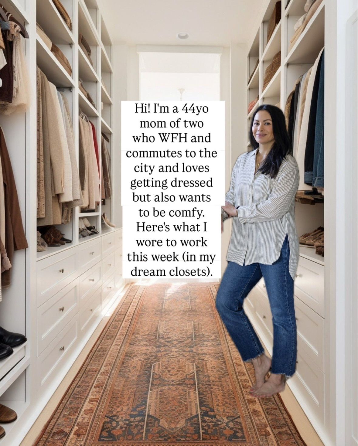 All the 😍 for these dream closets, I wish these were mine! All these outfits are mine though and as you can tell, I definitely prioritize comfort over anything else.

I’m also a big outfit repeater. Usually I’m in the office 3 days a week, but had too many mom duty things this week that needed me.

Closets sourced via Pinterest 

.
.


#LTKOver40 #LTKHome #LTKPetite