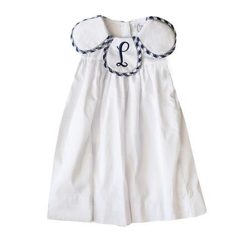 Daphne White and Navy Gingham Dress | The Bella Bean