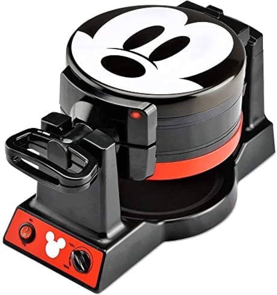 Disney Mickey Mouse MIC-62 Double Flip Waffle Maker, 8"D x 14"W x 8"H, Black, Red | Amazon (US)