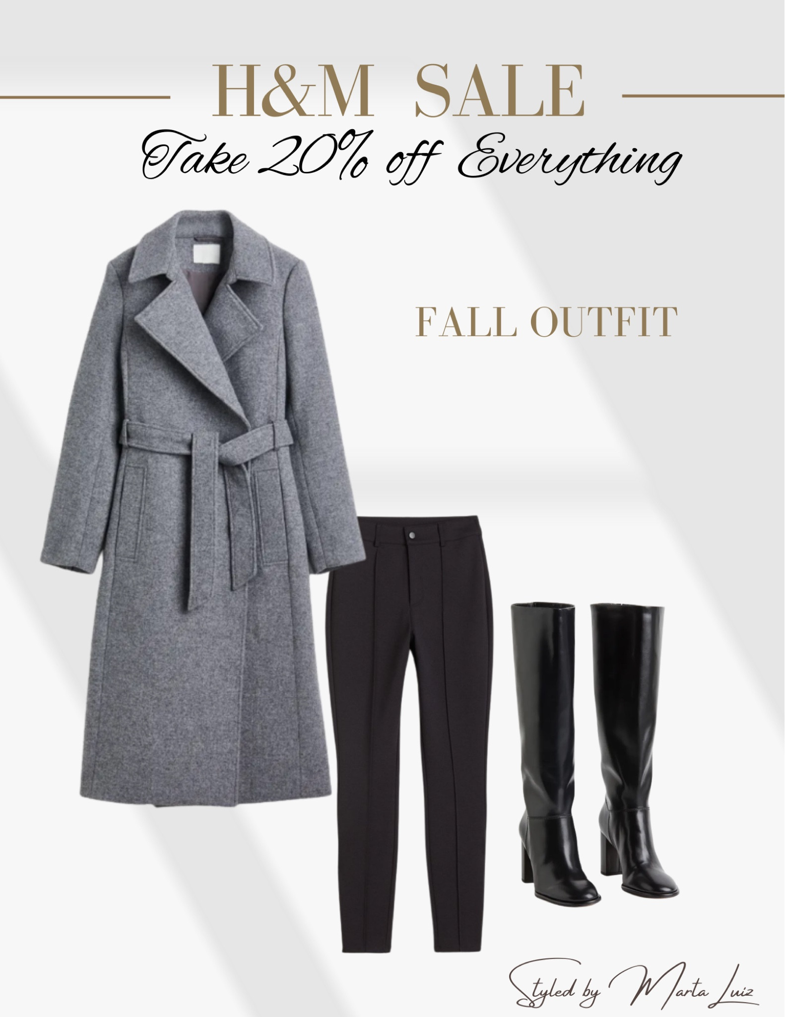 Workwear Outfit idea for Fall | H&M Labor Day sale | H&M Tie Belt Coat | H&M Heeled Boots | H&M crease Black Legging 

#LTKSeasonal #LTKworkwear #LTKsalealert