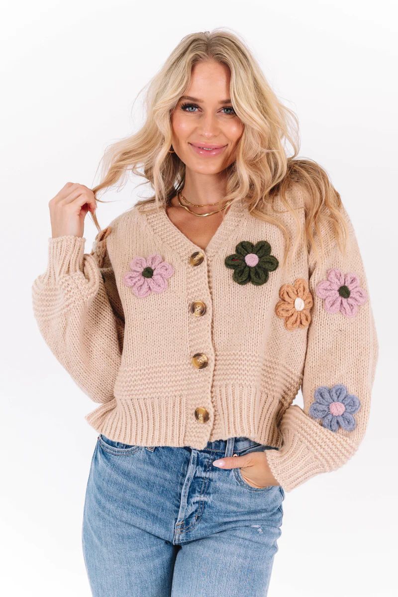 Buy Myself Flowers Sweater - Ecru | The Impeccable Pig