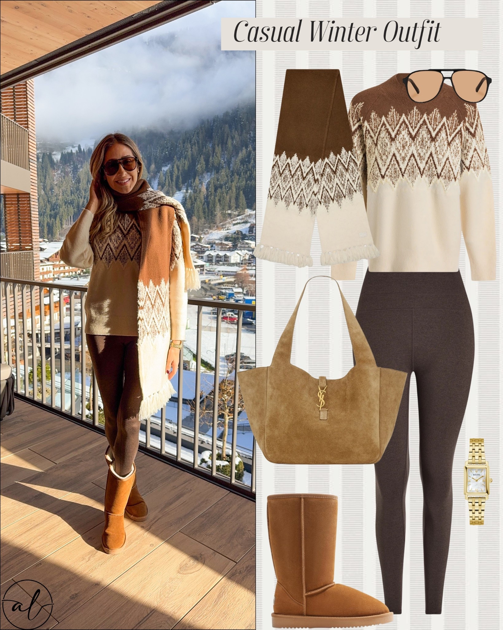 Casual winter outfit - cozy and warm sweater with a matching scarf, love the details and color 🤎

#LTKSeasonal #LTKootd #LTKU