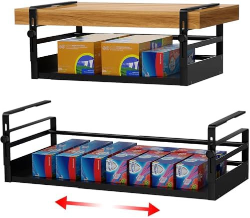 2Pack Expandable Under Shelf Storage Basket Organizer,Black | Amazon (US)