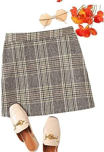 Floerns Women's Plaid High Waist Bodycon Mini Skirt | Amazon (US)