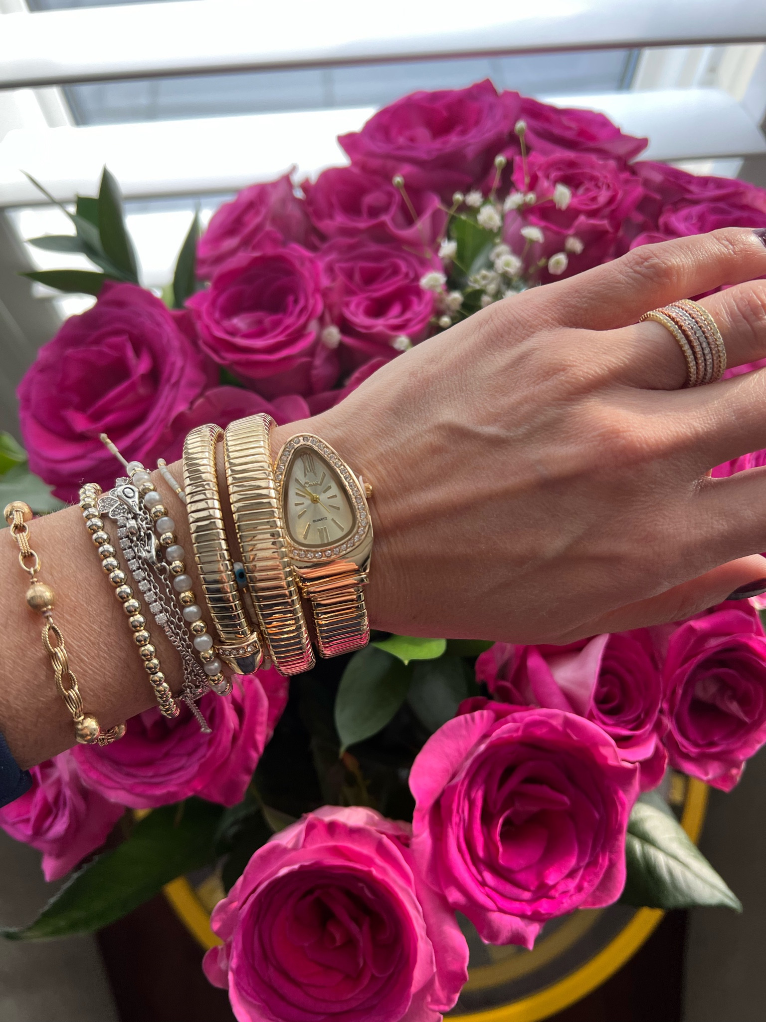 Some great @amazon finds—like this @bulgari inspired snake watch & super pretty micro pave bands in tri-gold. They make Great Mother’s Day gifts!! 💗

#bulgari 

#LTKGiftGuide #LTKFind #LTKSeasonal