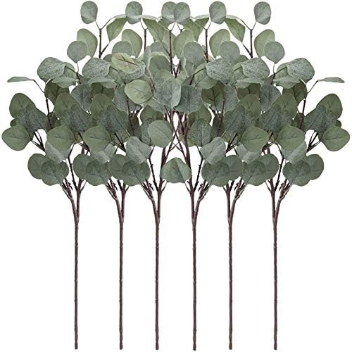 TOPHOUSE Artificial Eucalyptus Leaves Stems 6 Pcs Faux Silver Dollar Eucalyptus Leaf Branches in Gre | Amazon (US)