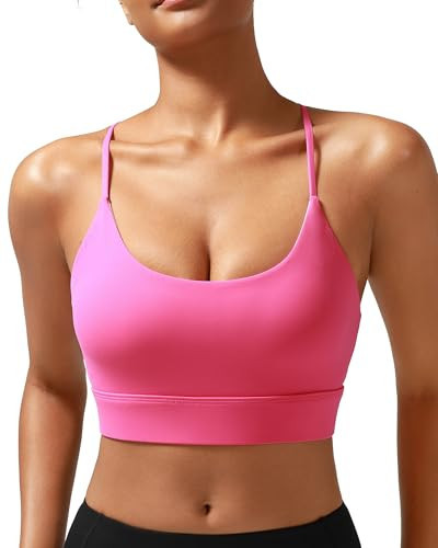 RUNNING GIRL Sports Bras for Women,High Impact Criss-Cross Back Crop Tops Padded Workout Sports Bra High Support(WX3028 Hot Pink XXL) | Amazon (US)