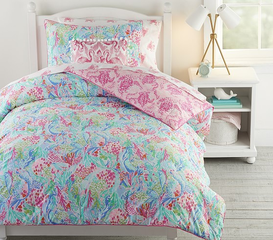 Lilly Pulitzer Reversible Mermaid Cove Comforter & Shams | Pottery Barn Kids