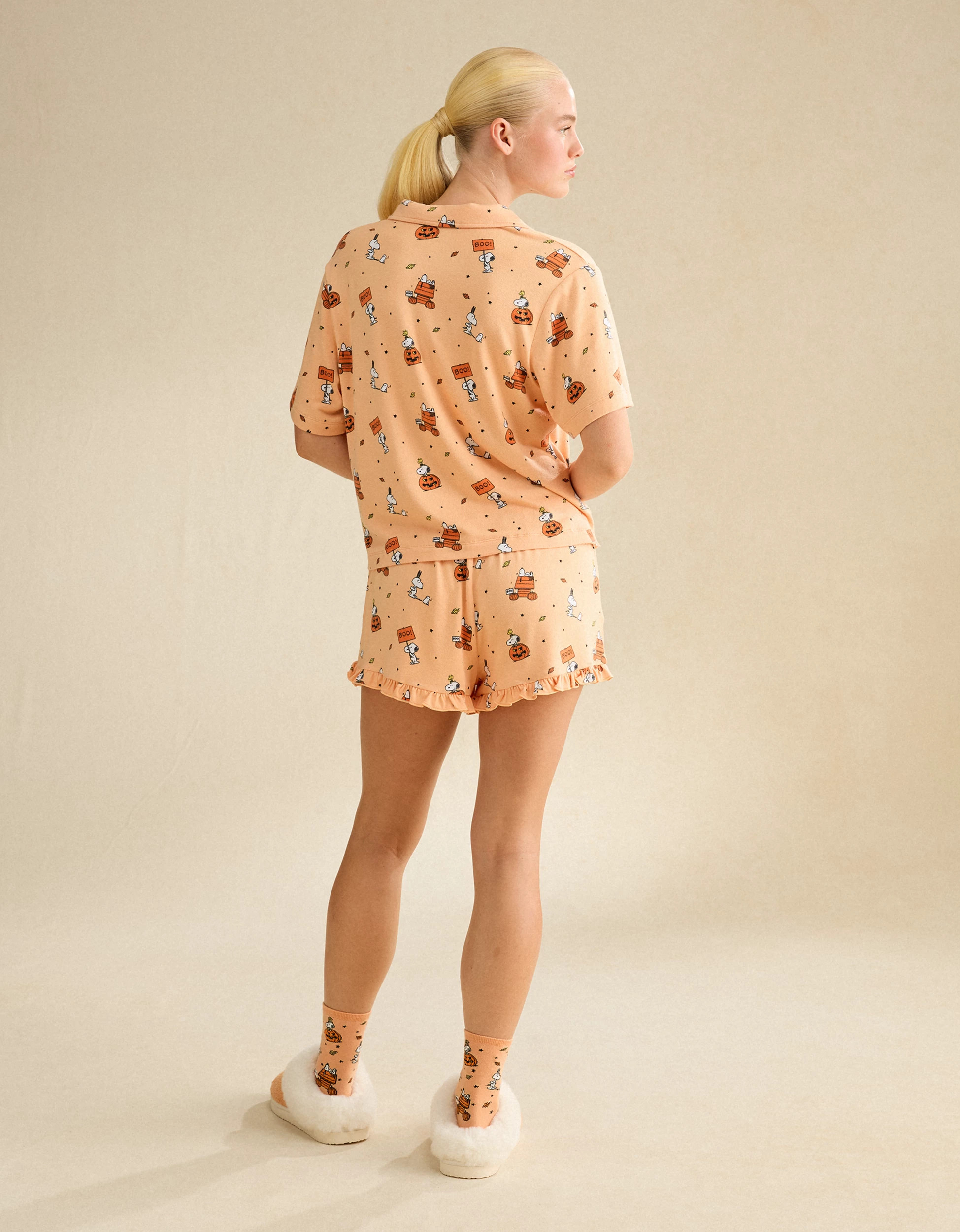 AE Luxe Plush Snoopy Button-Up PJ Set | American Eagle Outfitters (US & CA)