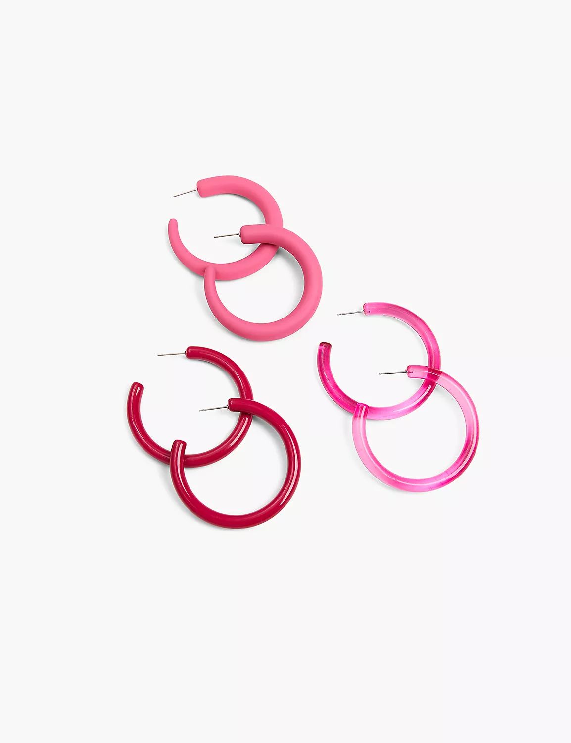 Hot Pink Hoop Earrings - 3 Pack | LaneBryant | Lane Bryant (US)