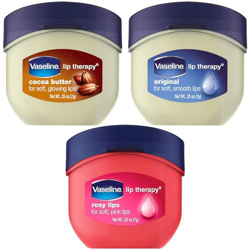 Vaseline Lip Therapy Variety 3-Pack – Original, Rosy Lips, Cocoa Butter Lip Balm Moisturizers in Mini Jars, 0.25 Oz Ea | Amazon (US)