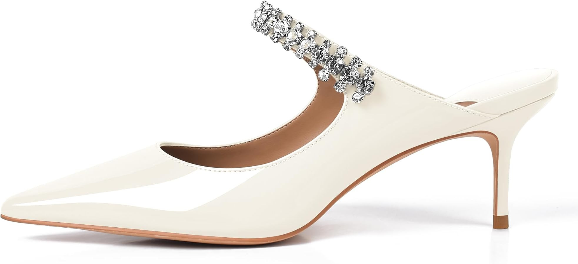 XINIUNIU Heeled Mules for Women Rhinestone Heels Pointed Toe Slip On 2.5 Inch Kitten Stiletto Clo... | Amazon (US)