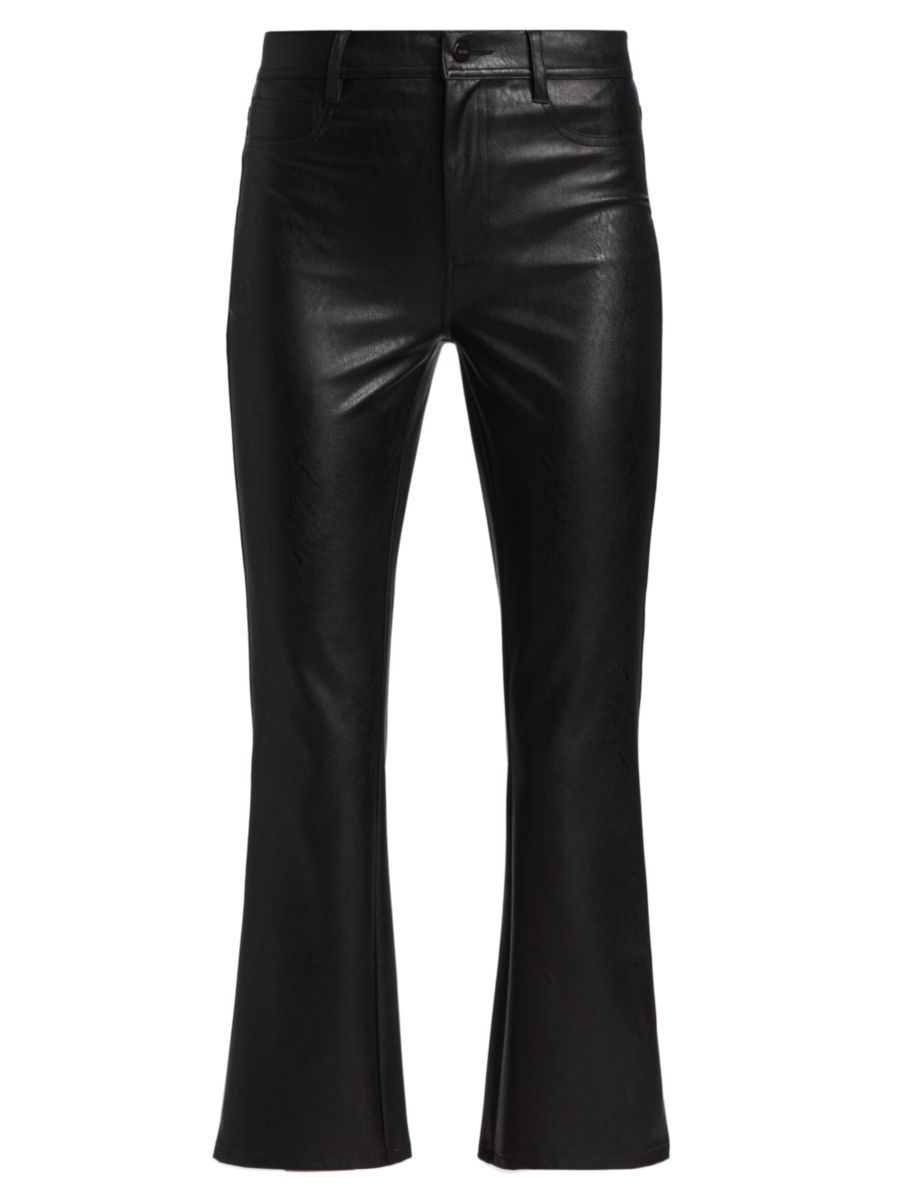 Paige Claudine High-Rise Cropped Ankle Flare Faux Leather Jeans | Saks Fifth Avenue