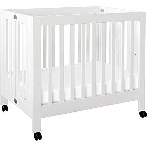Babyletto Origami Mini Portable Crib with Wheels in White, 2 Adjustable Mattress Positions, Green... | Amazon (US)