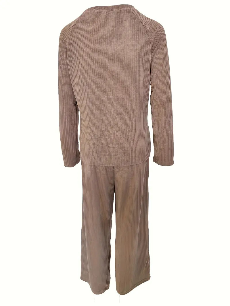 Plus Size Basic Lounge Set Women's Plus Solid Long Sleeve - Temu | Temu Affiliate Program