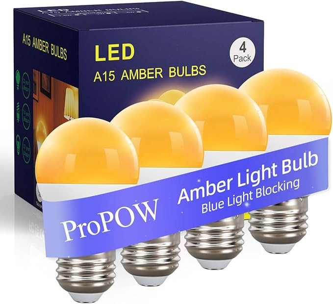 1800K Amber Sleep Light Bulbs - Blue Light Blocking, Dimmable A15 E26 LED Bulbs (3W, 25W Eqv) for... | Amazon (US)