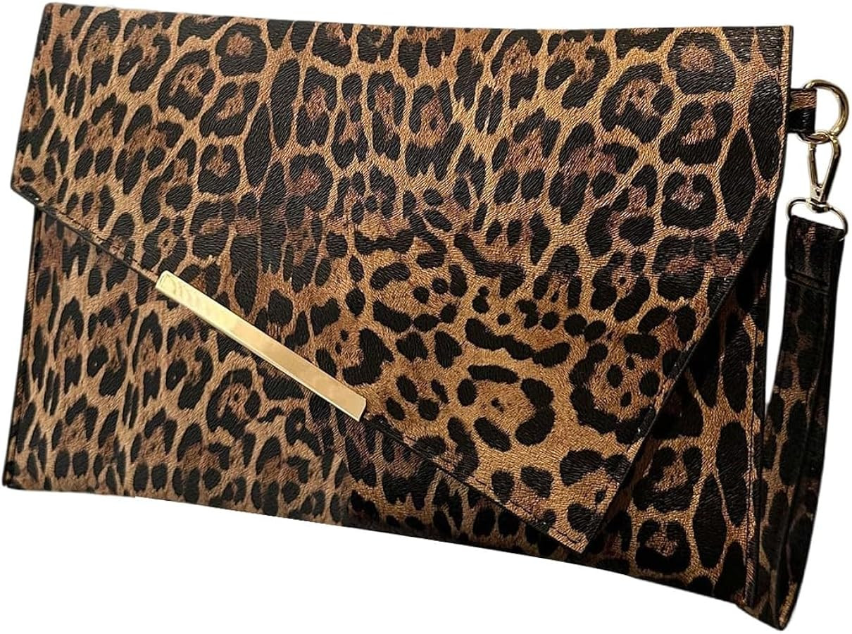 Floerns Women's Cheetah Leopard Print Flap Clutch Purses Dressy Square Envelope Wallet Handbags | Amazon (US)