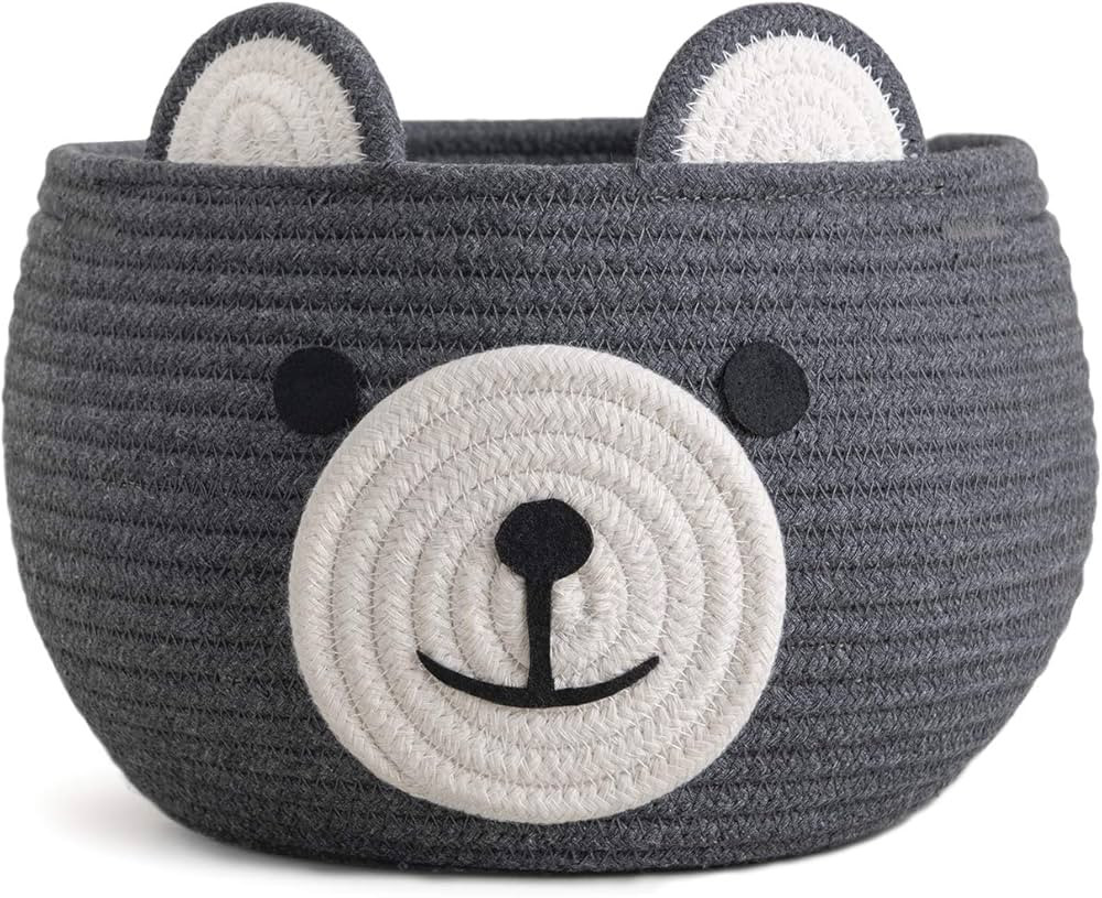 CherryNow Cute Bear Round Basket - Cotton Rope Baskets in Living Room Woven Baby Shower Basket Be... | Amazon (US)