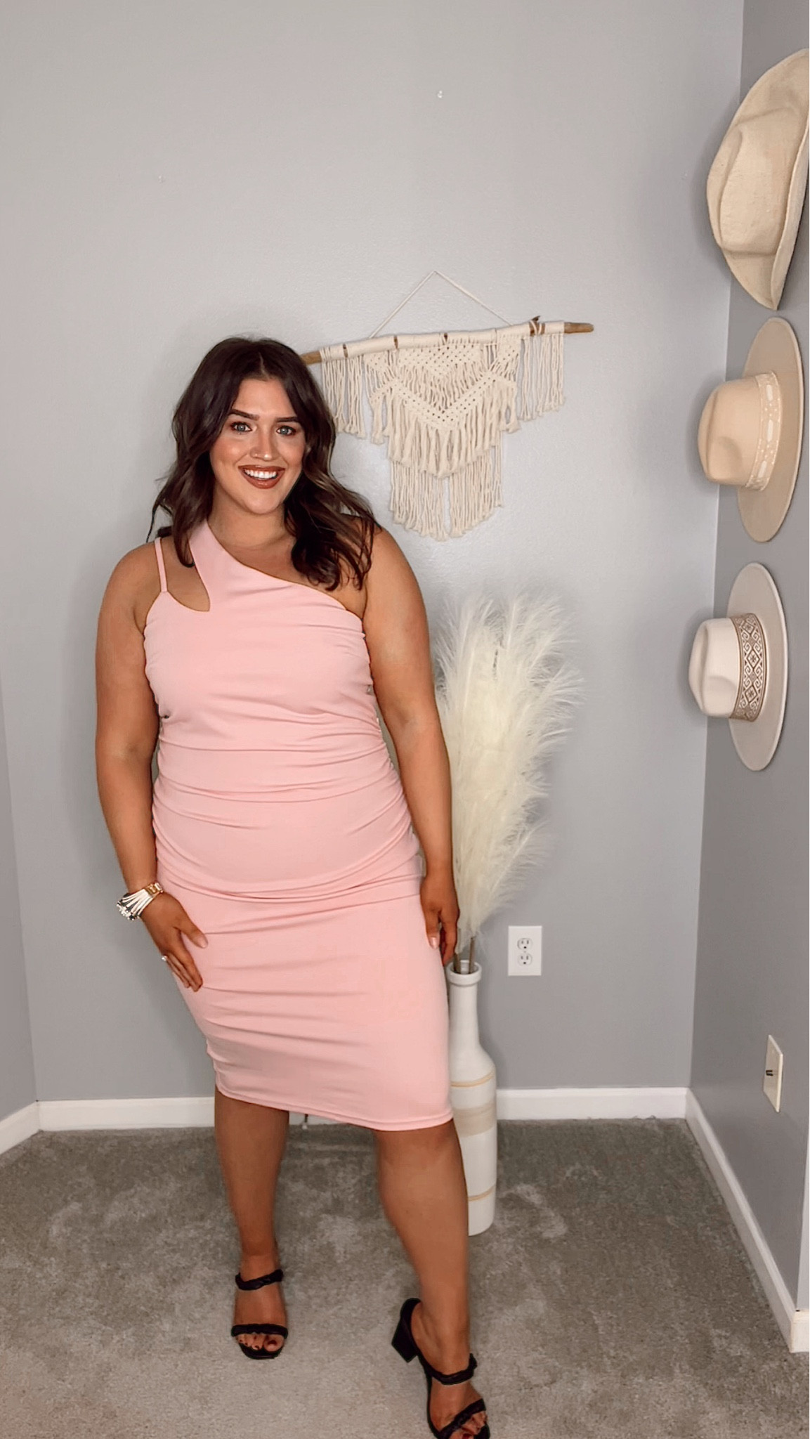 Midsize spring wedding guest dress on Amazon for under $50! 👗💐💒 Wearing an XL but L would be my true size! 
Midi dress, cocktail dress, wedding guest dress, Valentine’s, Galentine’s
#midsizeoutfits #ootd #ootn #heels #blackheels #shapewear #weddingguestdress #pinkdress #oneshoulderdress #curvydress #valentinesoutfit #galentines 

#LTKstyletip #LTKFind #LTKcurves