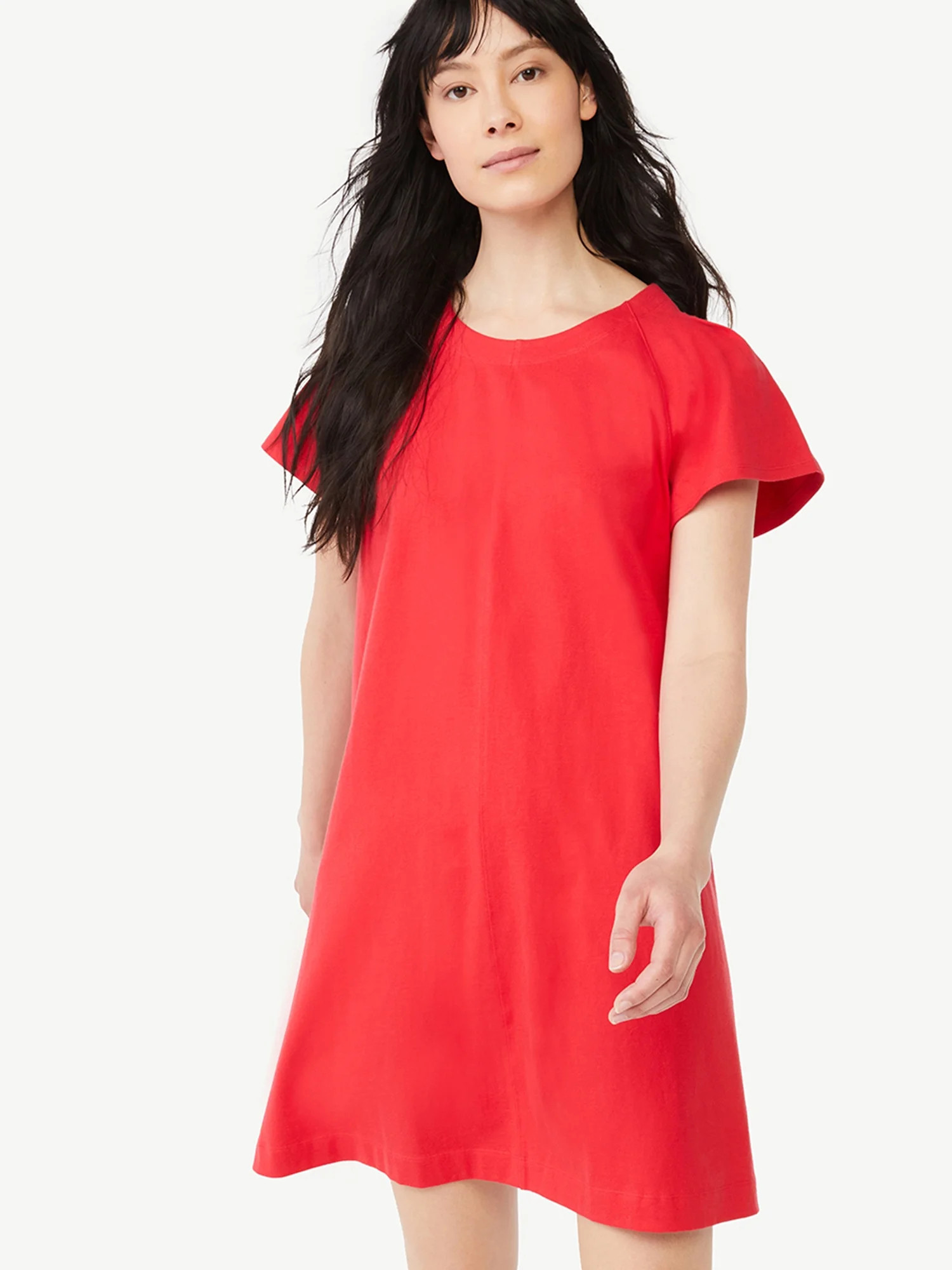 Free Assembly Women's Flutter Sleeve T-Shirt Dress | Walmart (US)