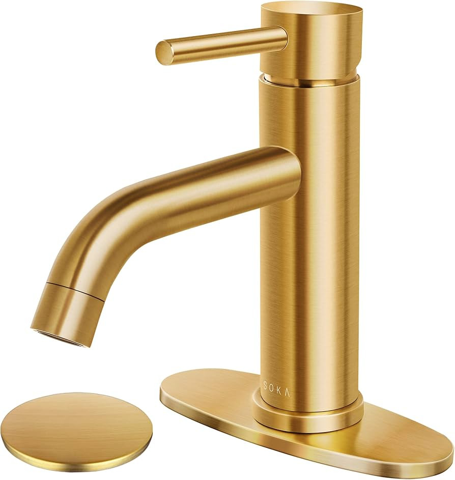 SOKA Bathroom Sink Faucet Single Handle Stainless Steel Lavatory Commercial Bathroom Faucet Batht... | Amazon (US)